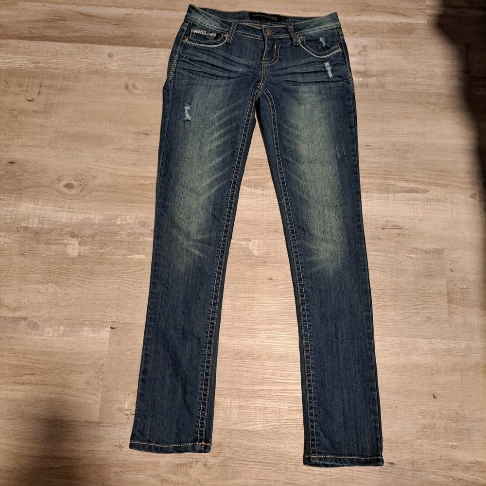 Twenty One Black Blue Skinny Jeans Distressed Size 0
